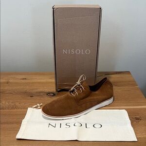 NEW Nisolo Men’s Lightweight Flex Derby Tan Laced Suede Shoes Size 12 Reg. $150